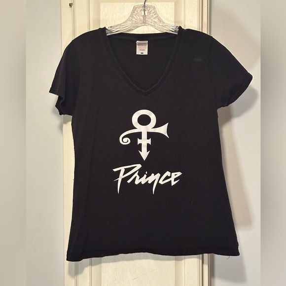 Fruit of the Loom Tops - Black Graphic V-Neck Women Top